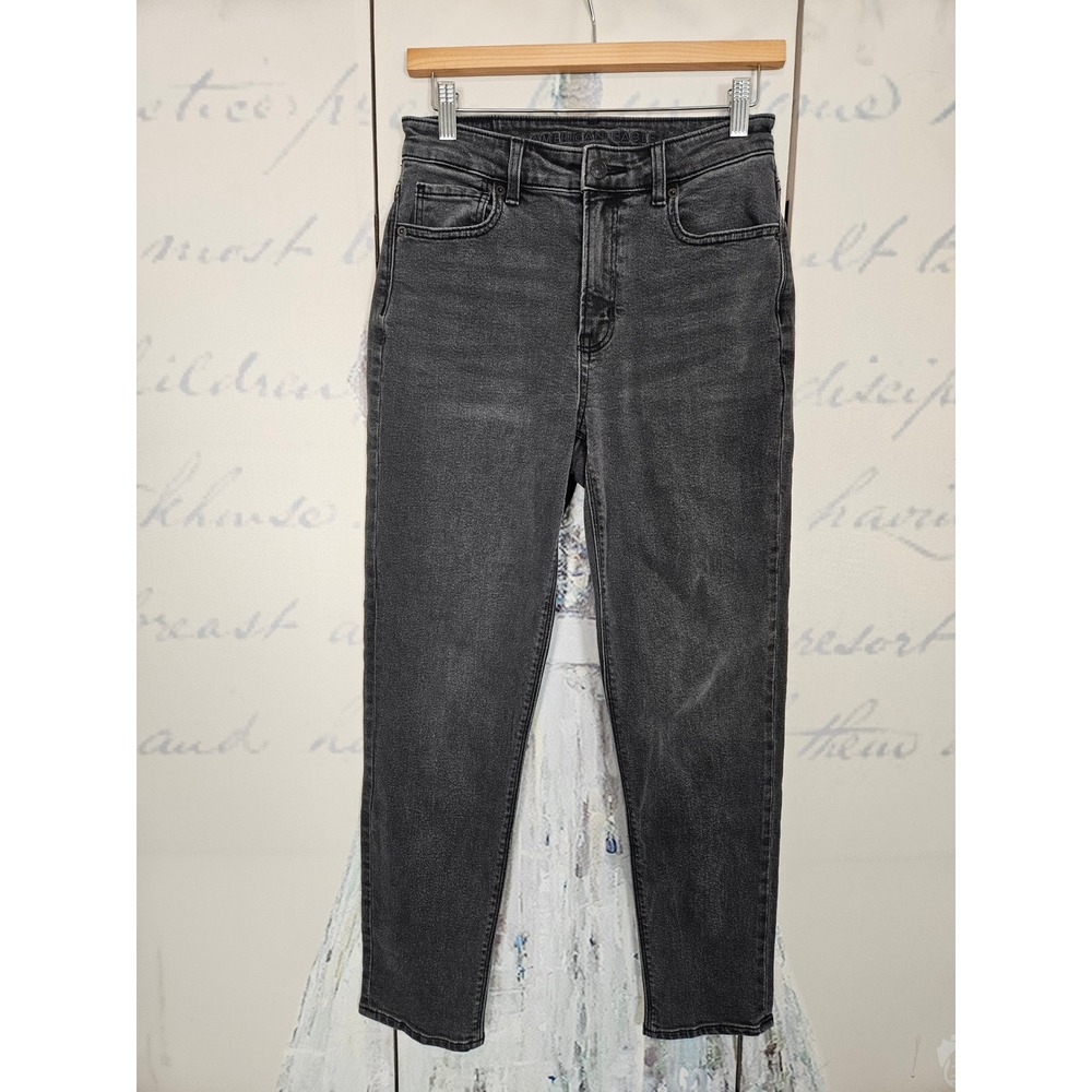 American Eagle High Rise Mom Jeans Size 2 Regular Washed Black Stretch Tapered